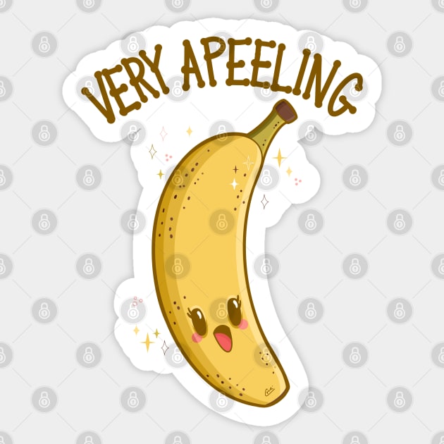 “Very Apeeling” Super Cute Grinning Banana Sticker by CyndiCarlson